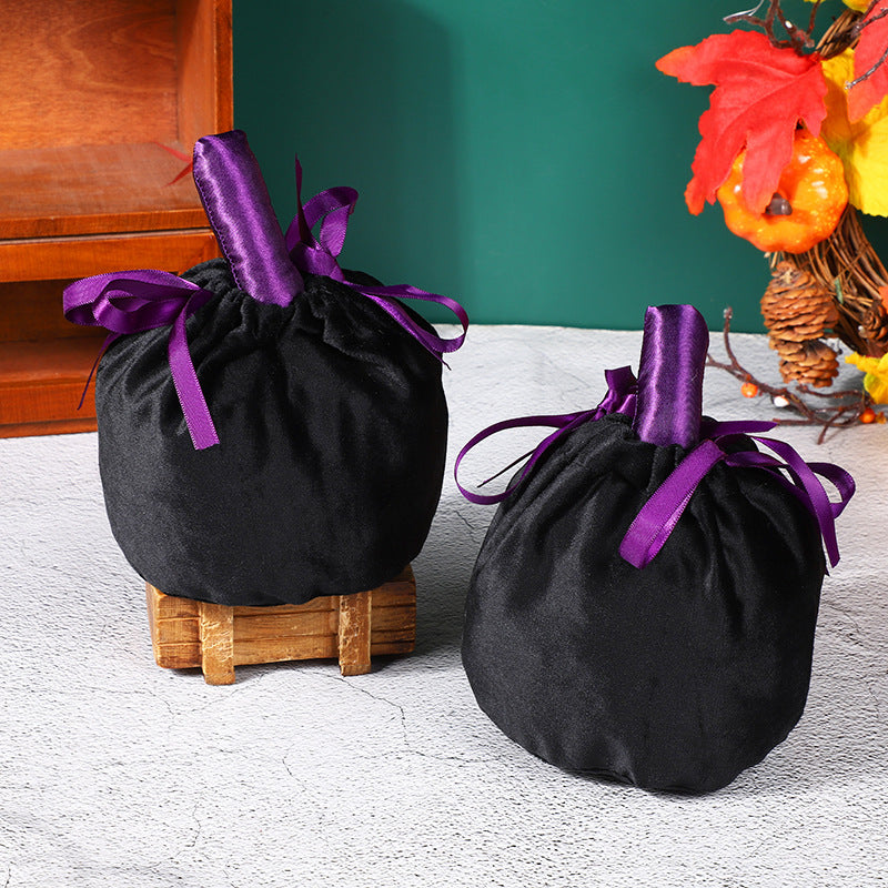 Wholesale Halloween Velvet Drawstring Pumpkin Candy Bag Pumpkin Bag Party Candy Bag Decorative Candy Bag Velvet Bag